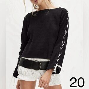 We The Free Black Textured Top